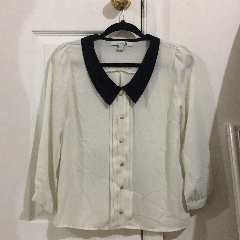 F21 Collared Pleated Blouse